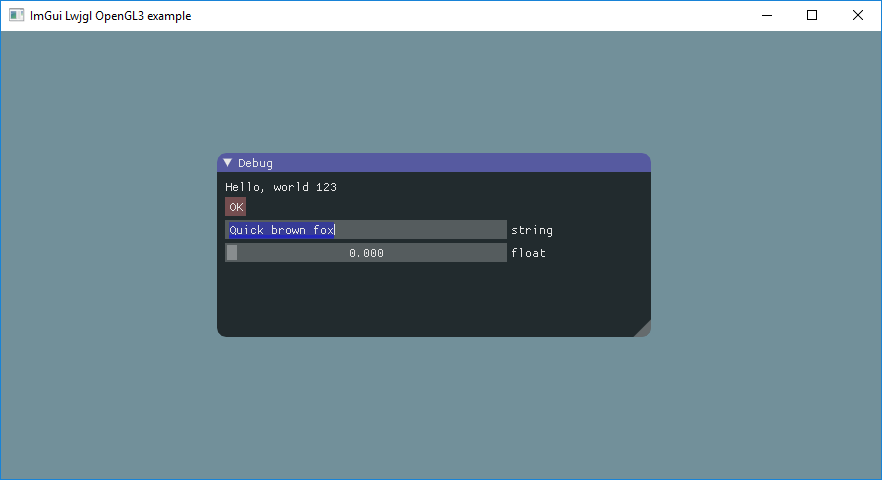 Screenshot of ImGui in libGDX
